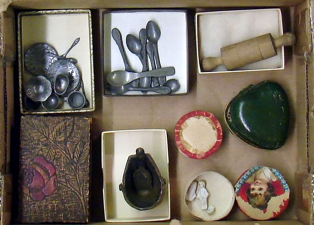 Appraisal: Lot Tramp art box Set of pewter dishes flatware Frozen