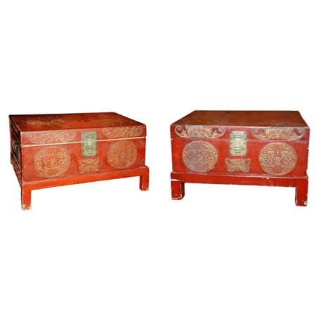 Appraisal: Two Chinese Red Trunks Estimate nbsp nbsp nbsp - nbsp