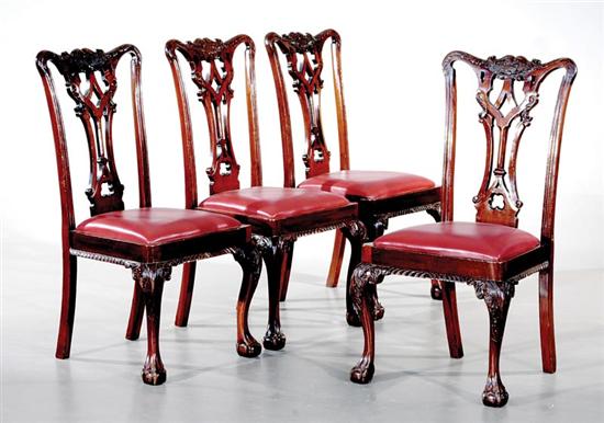 Appraisal: Four English carved mahogany side chairs late th early th