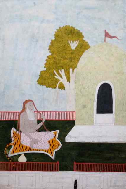 Appraisal: AN INDIAN MINIATURE painted with gentleman seated upon a tiger