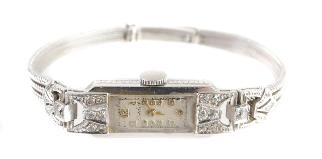 Appraisal: Art Deco period watch by Cortebert with k white gold