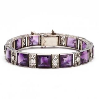 Appraisal: Antique Platinum Amethyst and Diamond Bracelet bracelet in a flexible