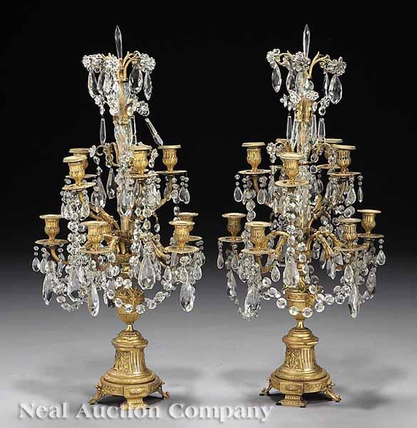 Appraisal: A Fine Pair of Napoleon III Gilt-Bronze and Crystal Ten-Light