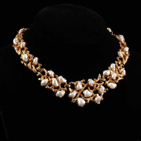 Appraisal: Boucher baroque pearl gold tone choker necklace with branch motif