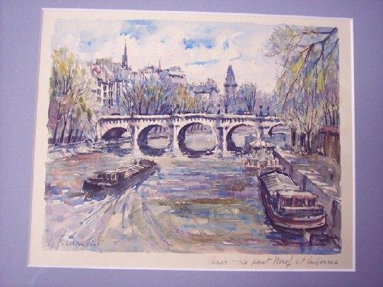 Appraisal: Pierre Eug ne CambierPont Neuf Pariswatercolour cm x cm x