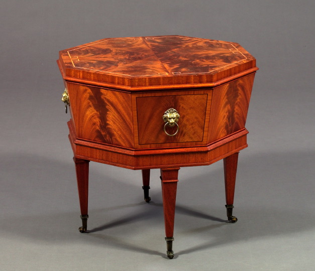 Appraisal: Fine Figured Mahogany and String Inlaid Regency-Style Side Table first