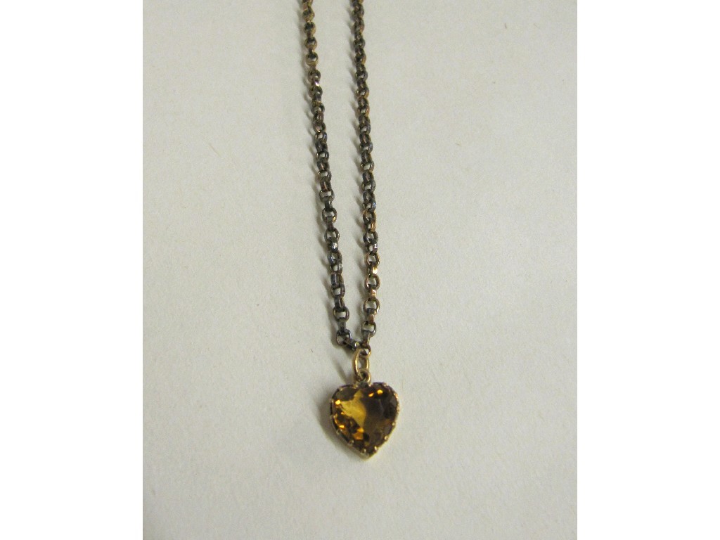 Appraisal: Victorian ct gold heart shaped citrine pendant on ct gold