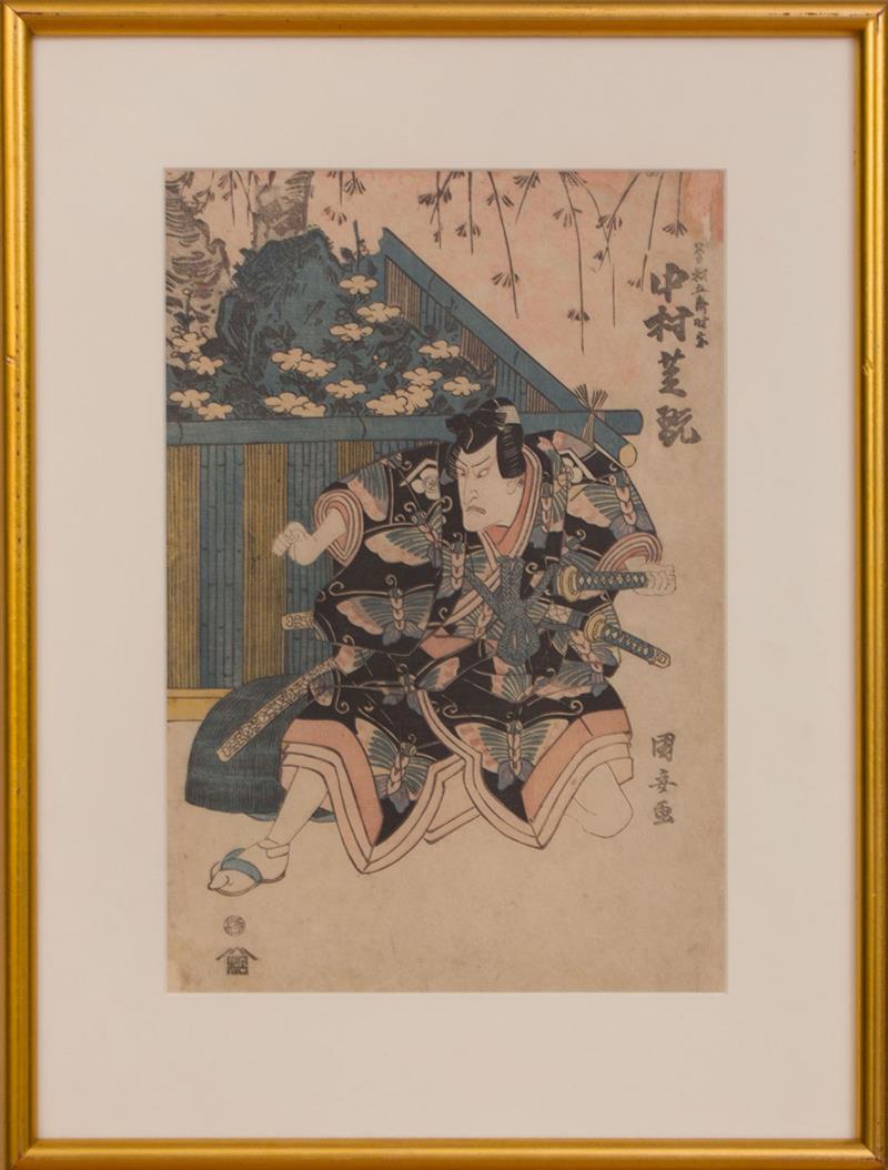 Appraisal: Japanese School Five Framed Woodblock Prints Comprising After Utagawa Kunisada