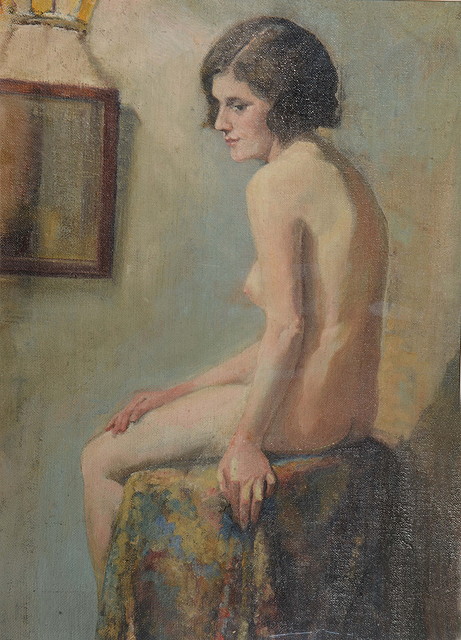 Appraisal: FRANK MURRAY exh - A seated female nude signed oils