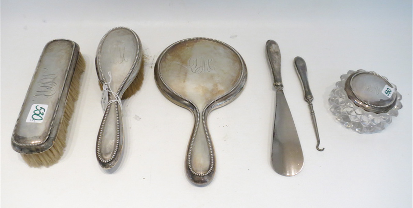 Appraisal: SIX PIECE STERLING SILVER DRESSER SET by R Wallace Sons