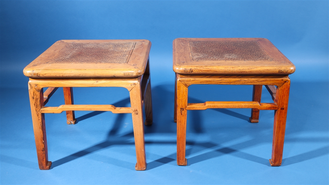 Appraisal: Two antique Chinese wood side tables as-is condition heavy surface