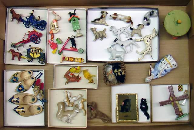 Appraisal: Lot of minis German dogs china papier mache and metal