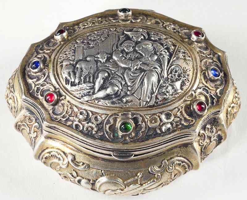 Appraisal: Continental Silver Dresser Box th century lozenge form with finely