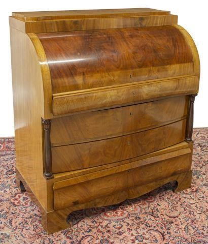 Appraisal: Danish secretary desk th c cylinder top opening to fitted