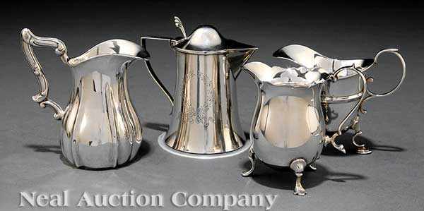 Appraisal: A Group of Four Antique and Vintage Sterling Silver Creamers