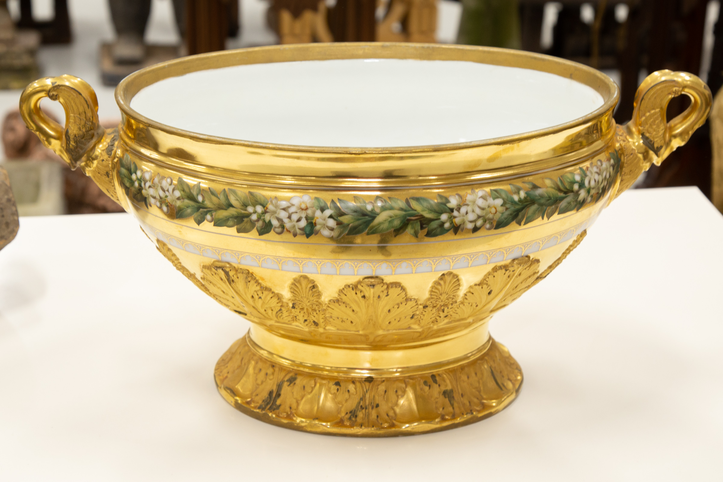 Appraisal: CLASSICAL REVIVAL STYLE GILT PORCELAIN TUREEN in H in L