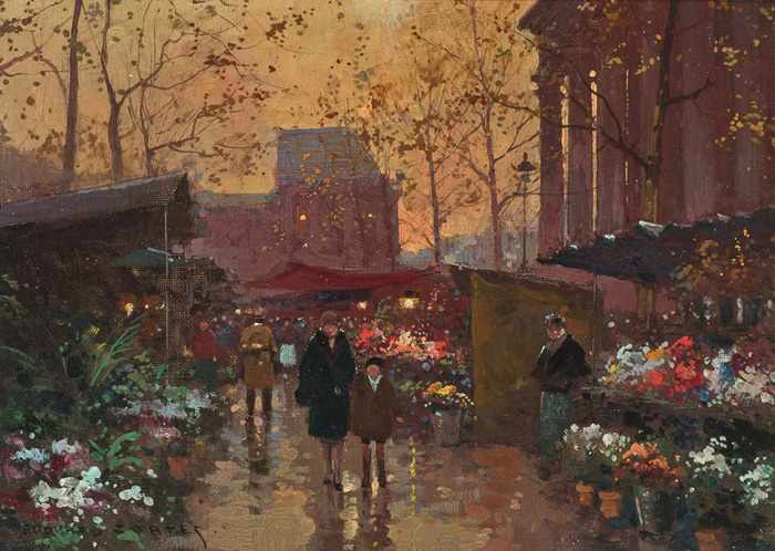 Appraisal: EDOUARD LEON CORTES French - Marche aux Fleurs Madeline oil