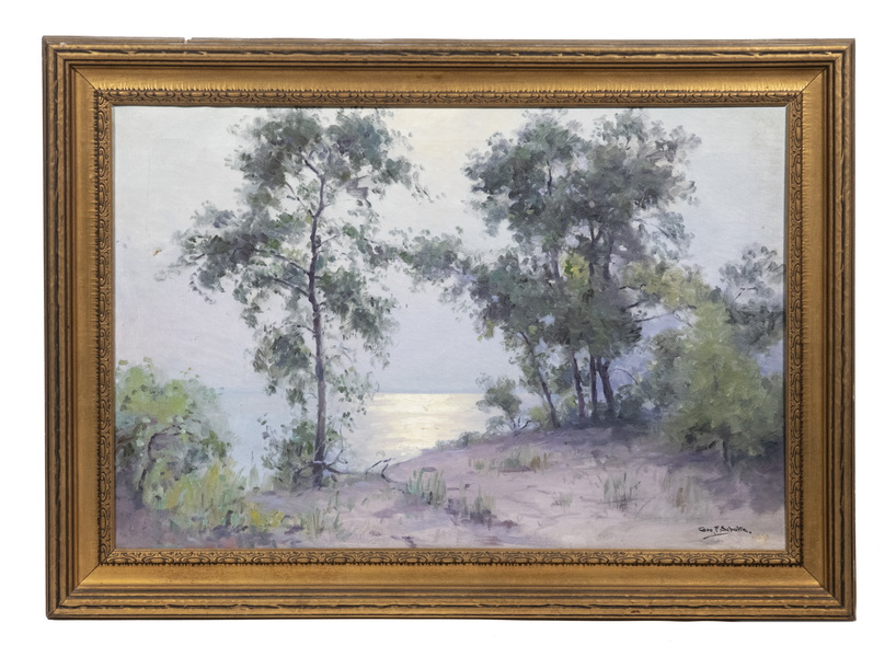 Appraisal: GEORGE F SCHULTZ IL - Lavender Coast Moonlight oil on