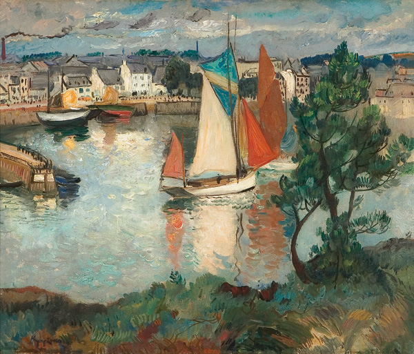 Appraisal: LEVER RICHARD HAYLEY American - ''French Fishing Port'' oil on