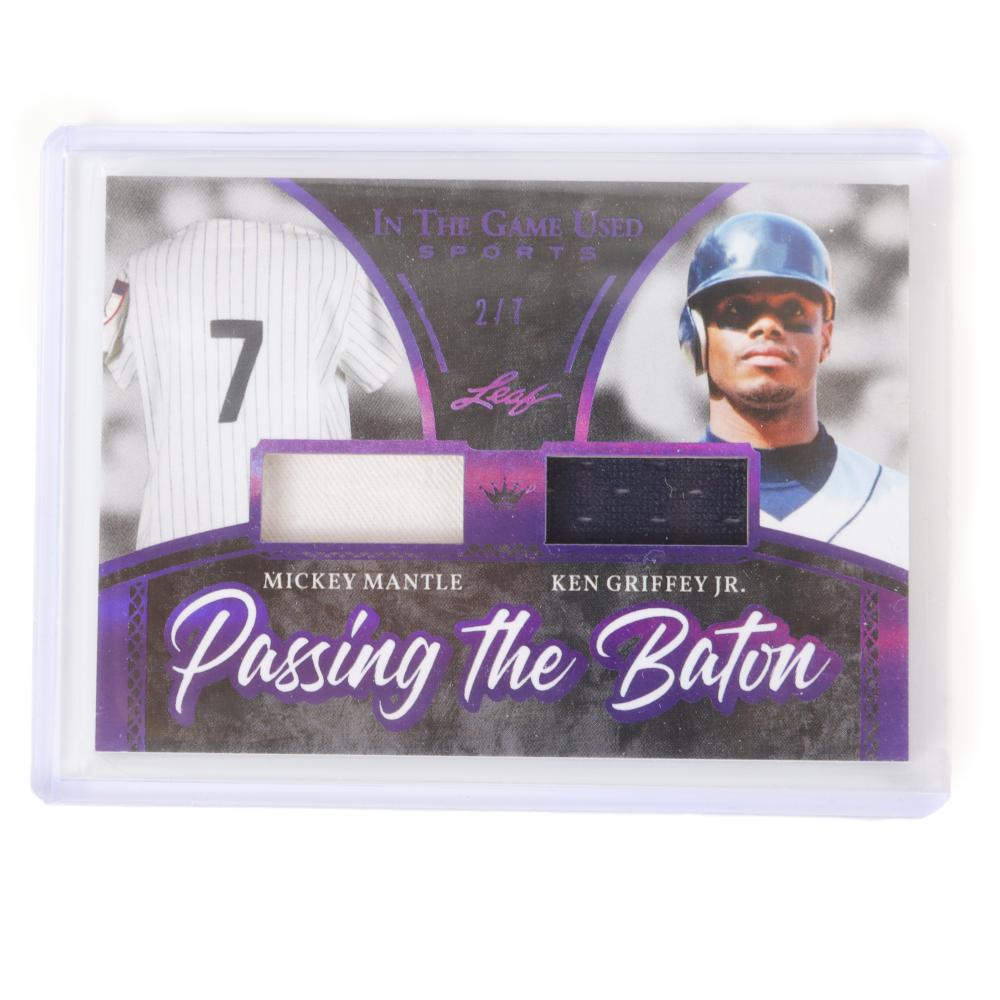 Appraisal: LEAF MICKEY MANTLE KEN GRIFFEY JR JERSEY CARD Leaf Mickey