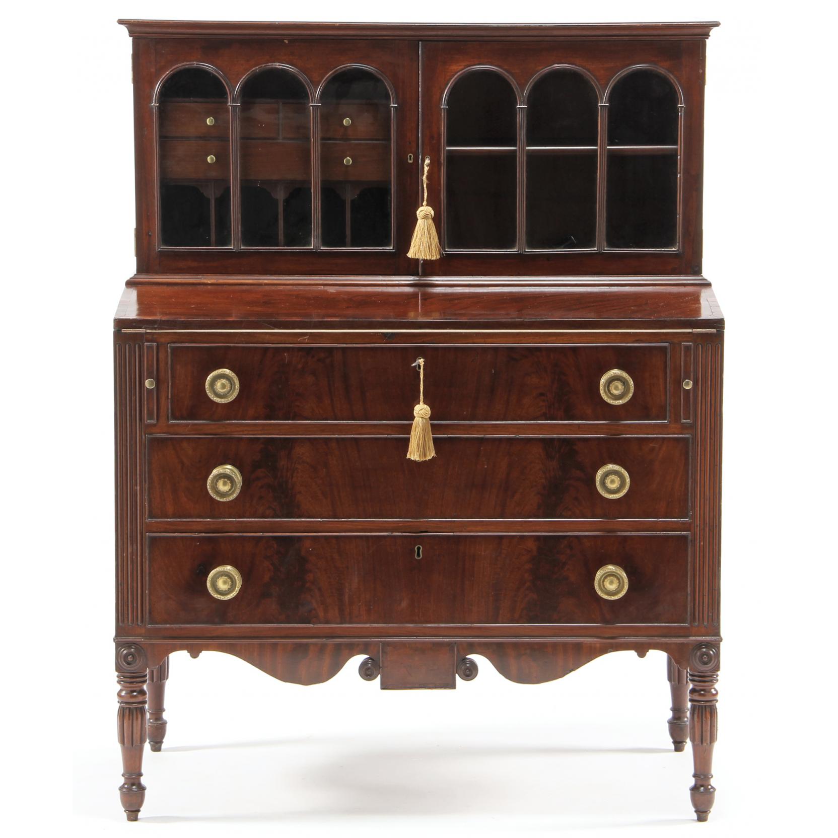 Appraisal: New England Late Federal Secretaire Chest circa mahogany mahogany veneer