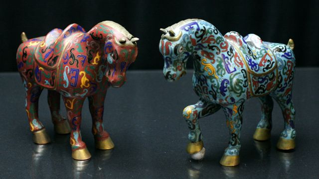 Appraisal: Two Chinese cloisonne horses cm long cm high