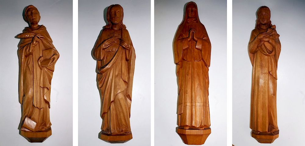 Appraisal: Oberammergau Wooden Religious Holy Wall Hangings Collection of four carved