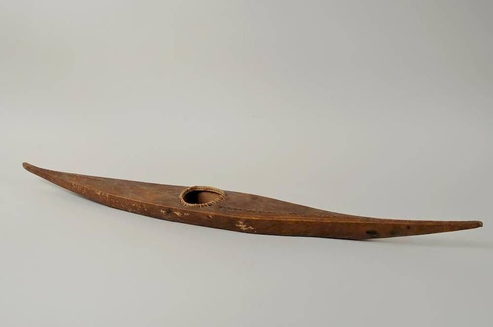 Appraisal: Vintage Inuit Sealskin Kayak Vintage Inuit sealskin kayak long wide