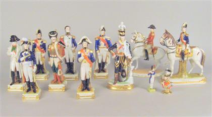 Appraisal: Group of twelve German porcelain Napoleonic military figures Including eight