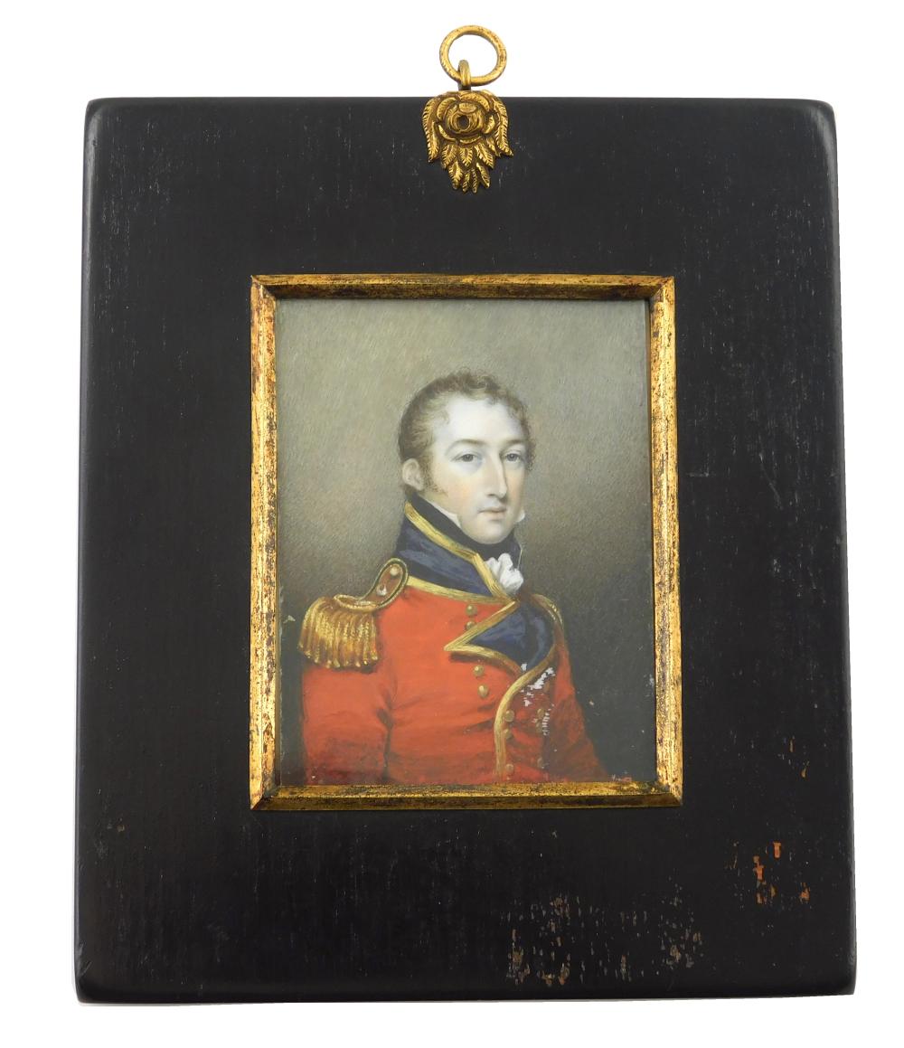 Appraisal: MINIATURE Military man depicting English officer possibly a Captain in