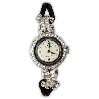 Appraisal: Lady's Vintage Diamond and Platinum Mido Multifort Super-Automatic Movement Watch