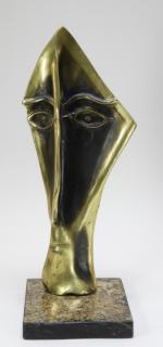 Appraisal: European Synthetic Cubism Bronze Sculpture of Face EUROPE FIRST HALF