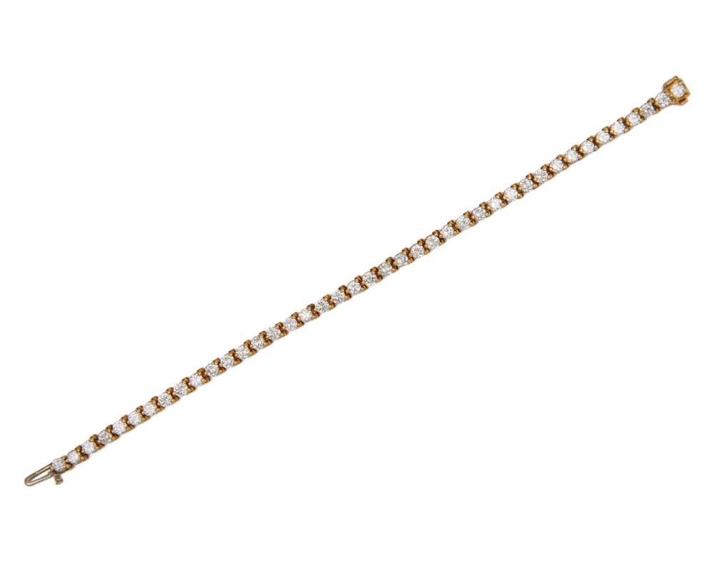 Appraisal: K Gold and Diamond Line Bracelet comprising three prong-set round