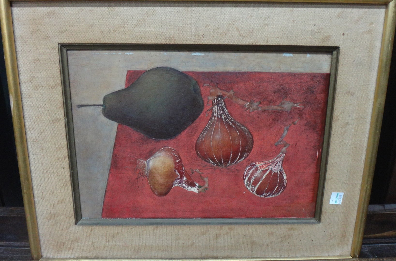 Appraisal: Robert Forgas b Still life of onions and pear oil