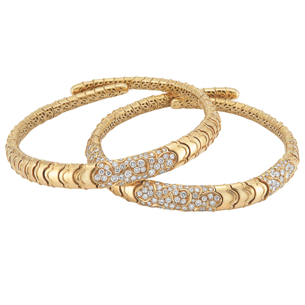 Appraisal: Pair of Gold and Diamond Choker Necklaces Marina B kt