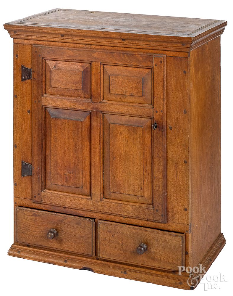 Appraisal: Pennsylvania walnut hanging cupboard ca Pennsylvania walnut hanging cupboard ca