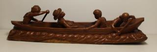 Appraisal: PADALLIN Mario Signed and Carved Wood Boat Beautifully executed carved