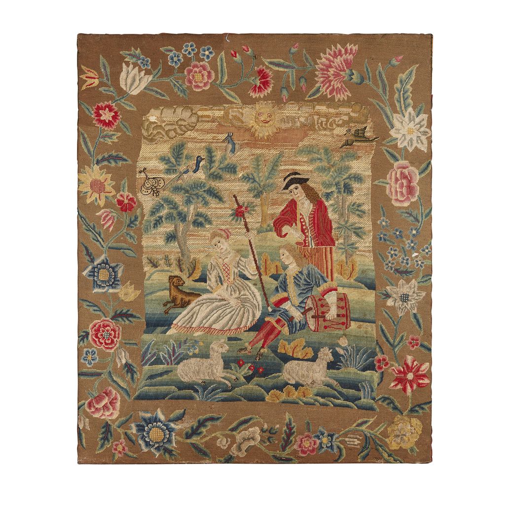 Appraisal: GEORGIAN NEEDLEWORK PANEL TH CENTURY of rectangular form depicting a