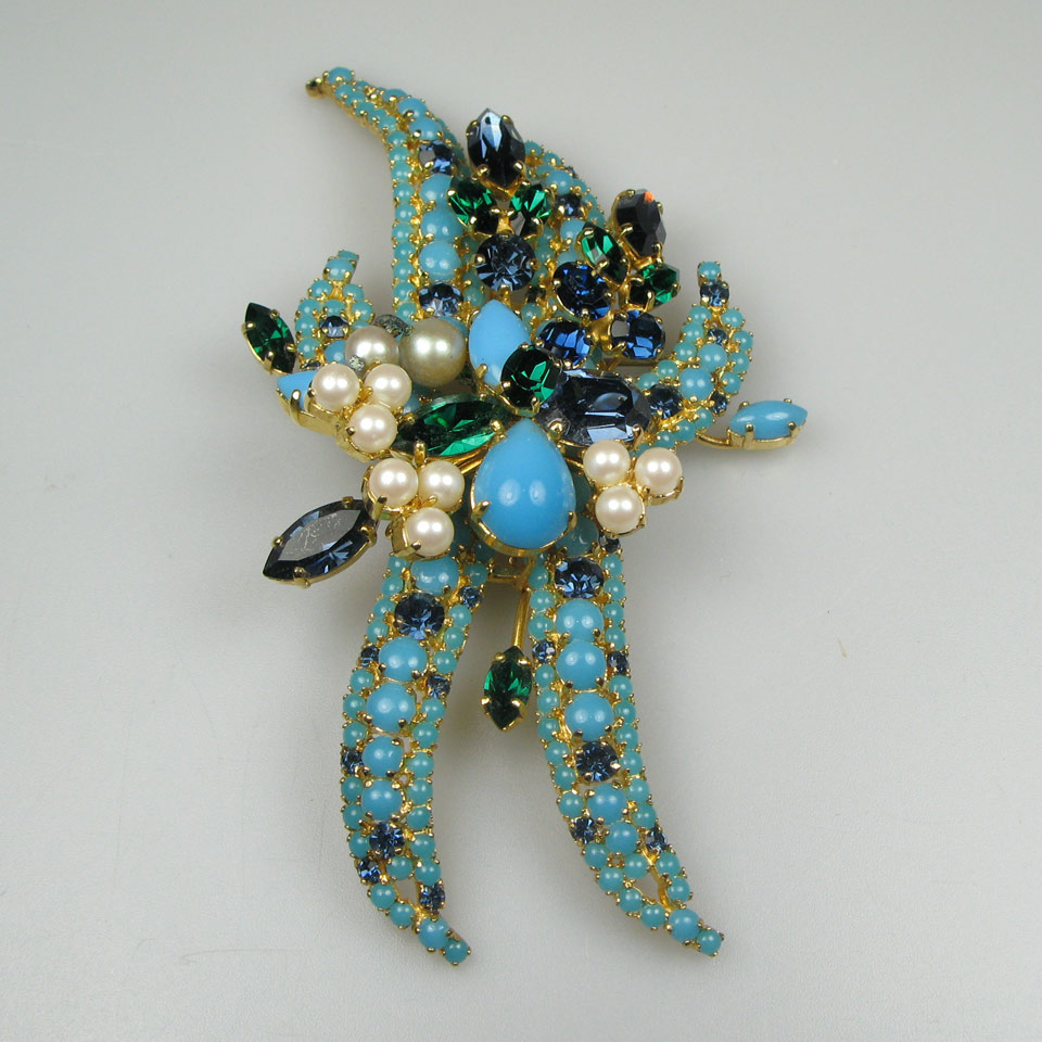 Appraisal: Christian Dior Large Spray Brooch set with rhinestones and faux