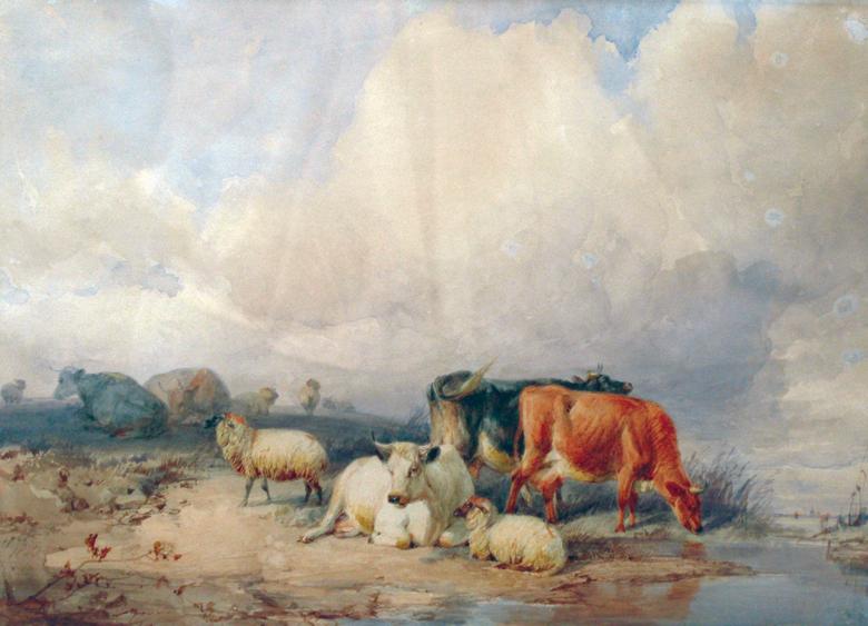 Appraisal: MANNER OF THOMAS SIDNEY COOPER Cows and sheep in a