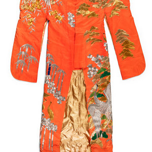 Appraisal: A Japanese Embroidered Silk Robe Height overall x width along