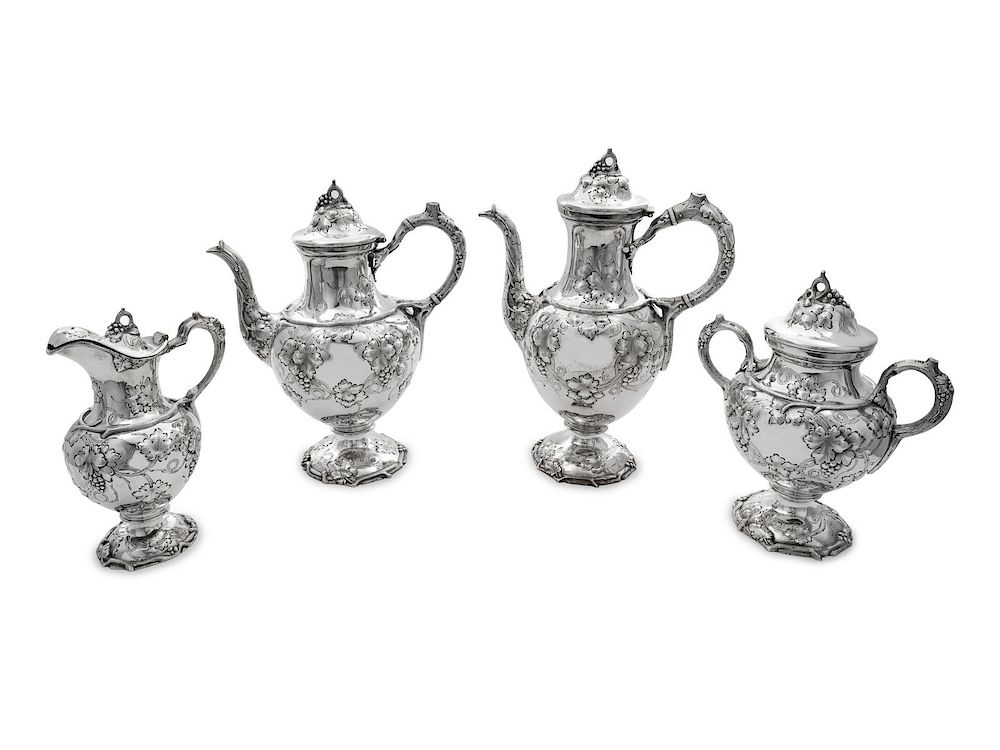 Appraisal: An American Coin Silver Four-Piece Tea and Coffee Service An