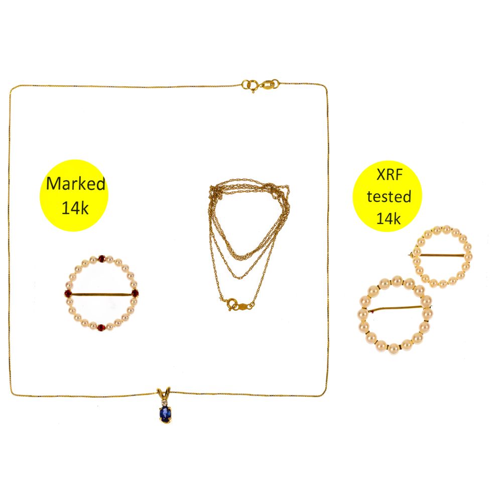 Appraisal: K YELLOW GOLD JEWELRY ASSORTMENT items including pearl circle pins