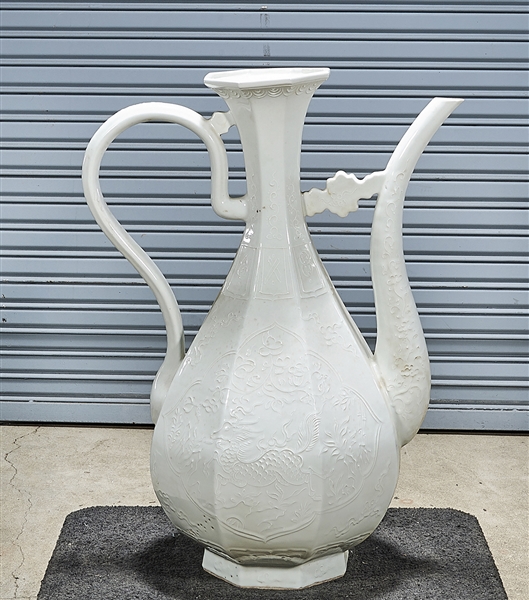 Appraisal: Large white glazed porcelain wine vessel x x approx Condition