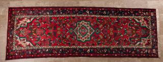 Appraisal: Handmade ' Handmade wool pile Oriental runner has a color