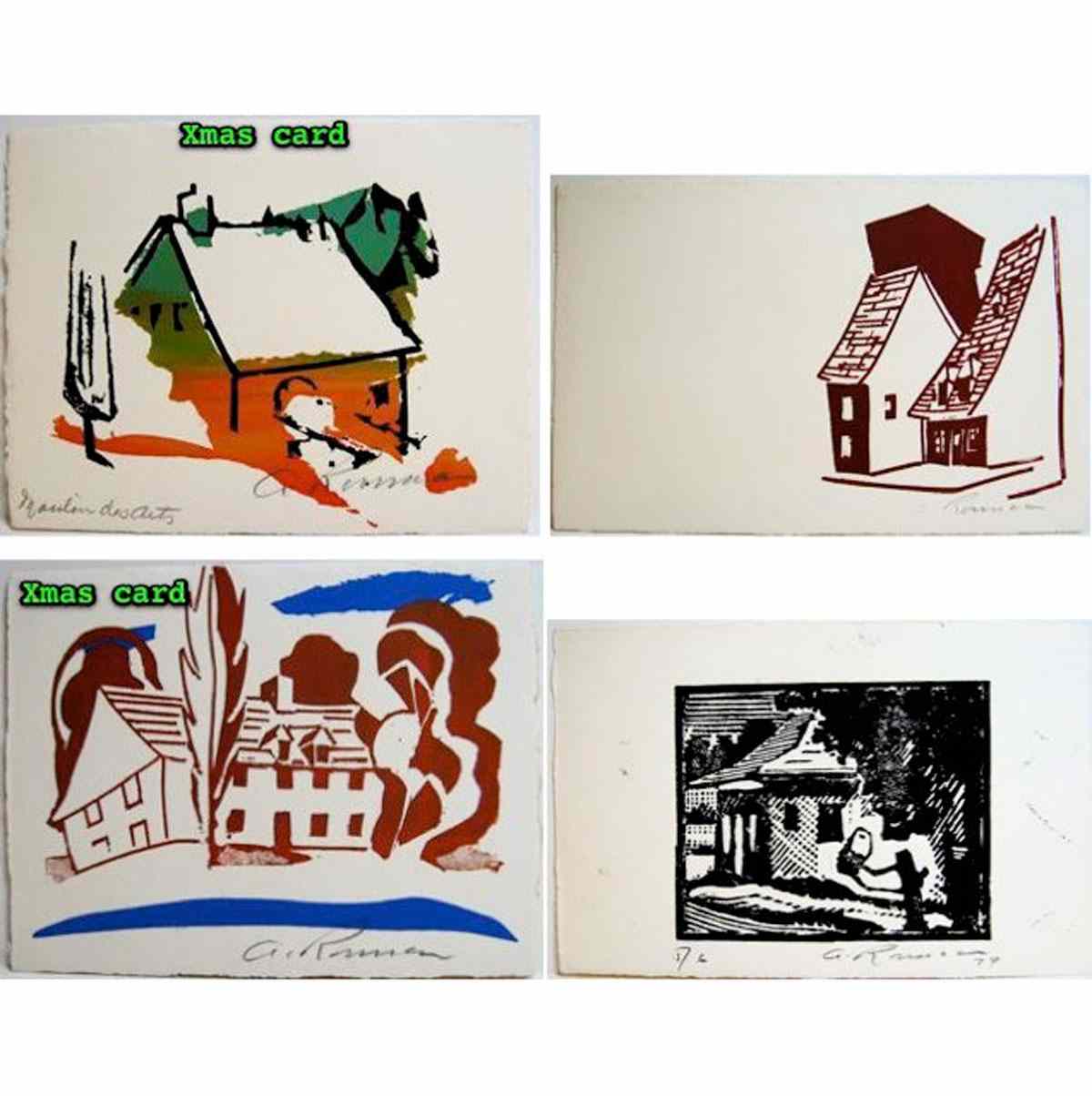 Appraisal: ALBERT ROUSSEAU CANADIAN - HOMESTEAD STUDIES FOUR BLOCKPRINTS FORMER TWO