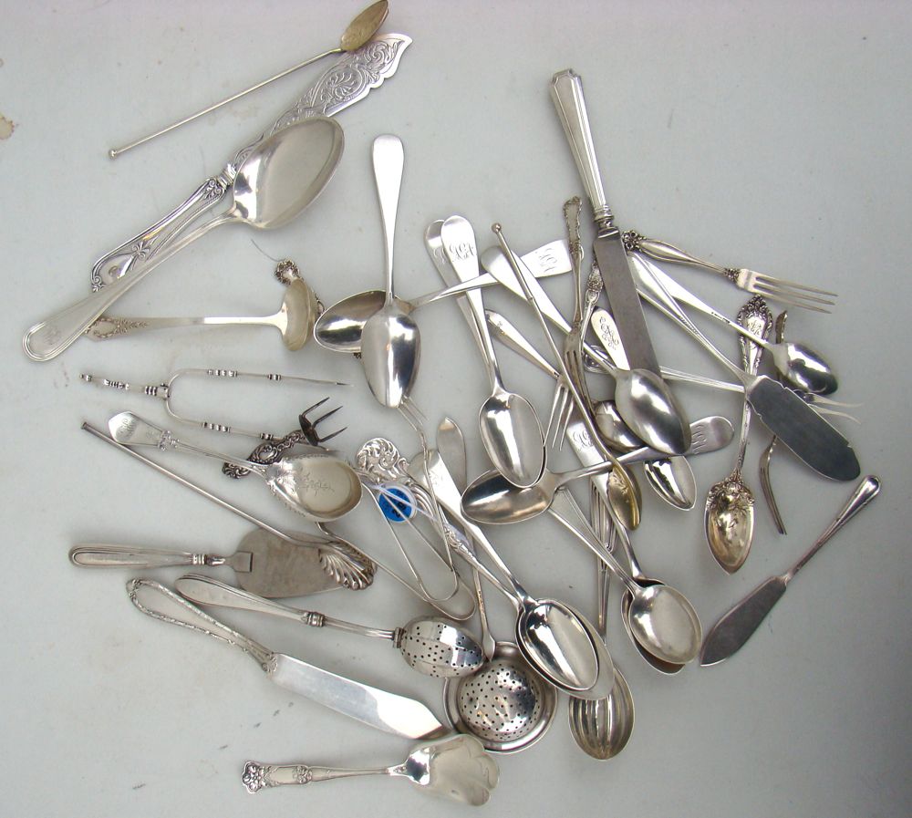 Appraisal: LOT OF STERLING SILVER FLATWARE th CenturyBy various makers Includes