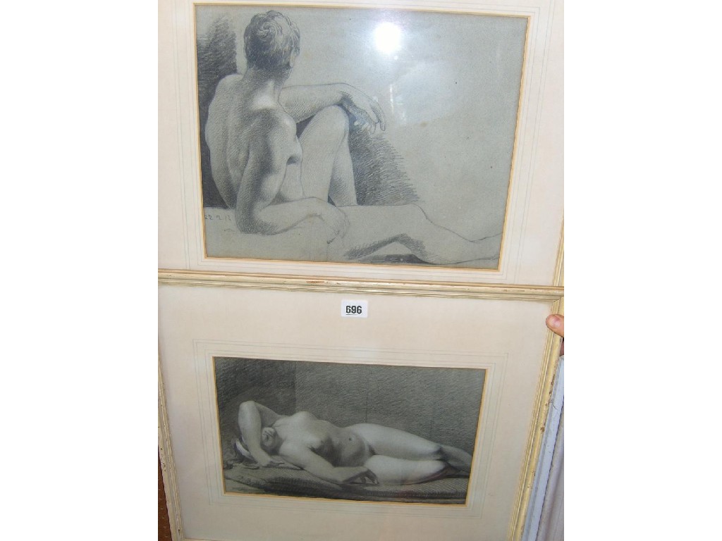 Appraisal: A pair of early th century charcoal studies of a