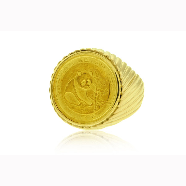 Appraisal: Estate k yellow gold panda coin ring Ring Size