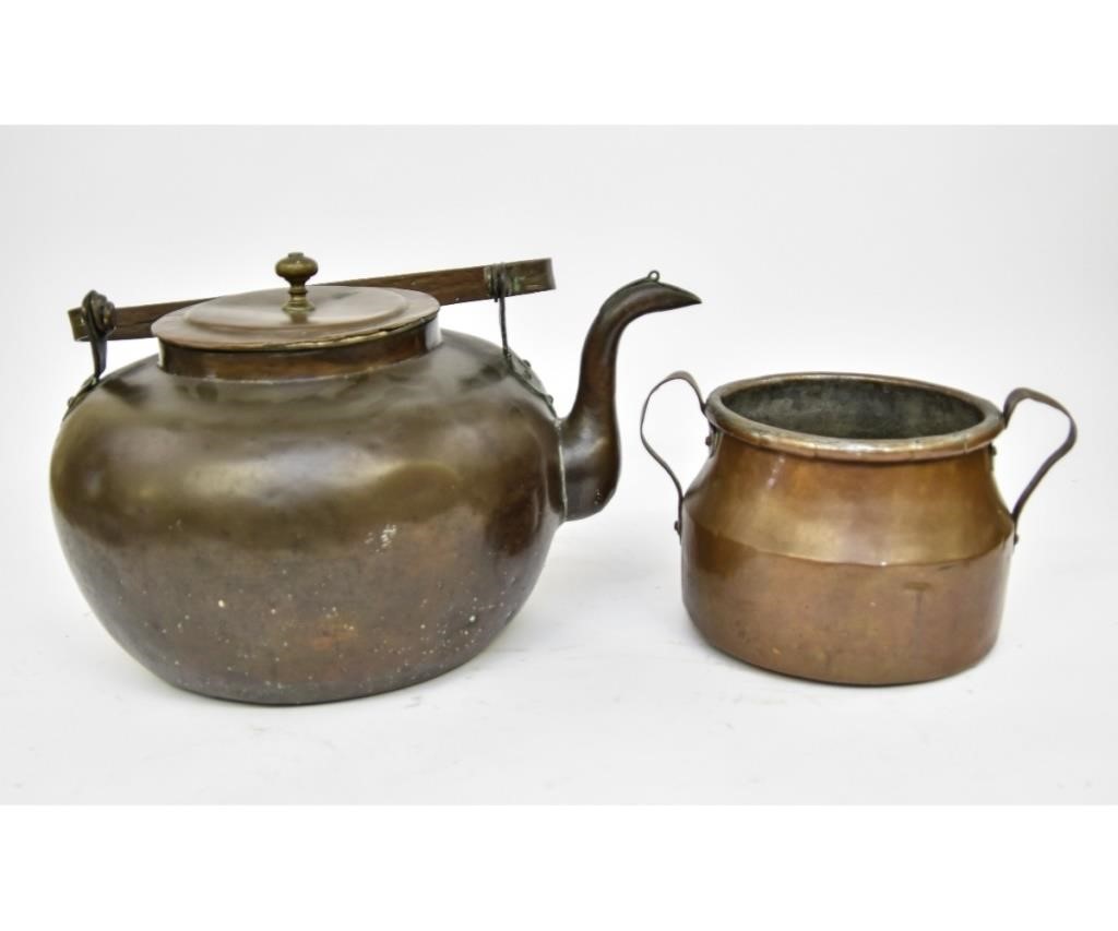 Appraisal: Massive Copper Kettle early th c with brass finial h